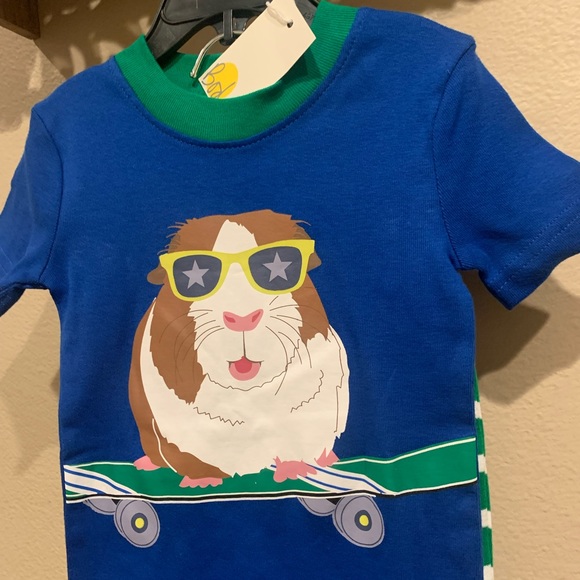 MINI BODEN kids boys SNUG FIT BLUE GUINEA PIG SHORT JOHN PAJAMAS - Picture 2 of 6
